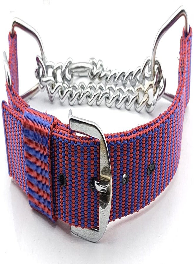 Pups&Pets طوق كلاب من Pups&Pets، متين وثقيل الوزن وقابل للتعديل، مصنوع من النايلون، نصف سلسلة ونصف طوق من الفولاذ المقاوم للصدأ، مقاس 1.55 بوصة، مقاس كبير جدًا (متعدد الألوان) للكلاب العملاقة والكبيرة. - Image 4